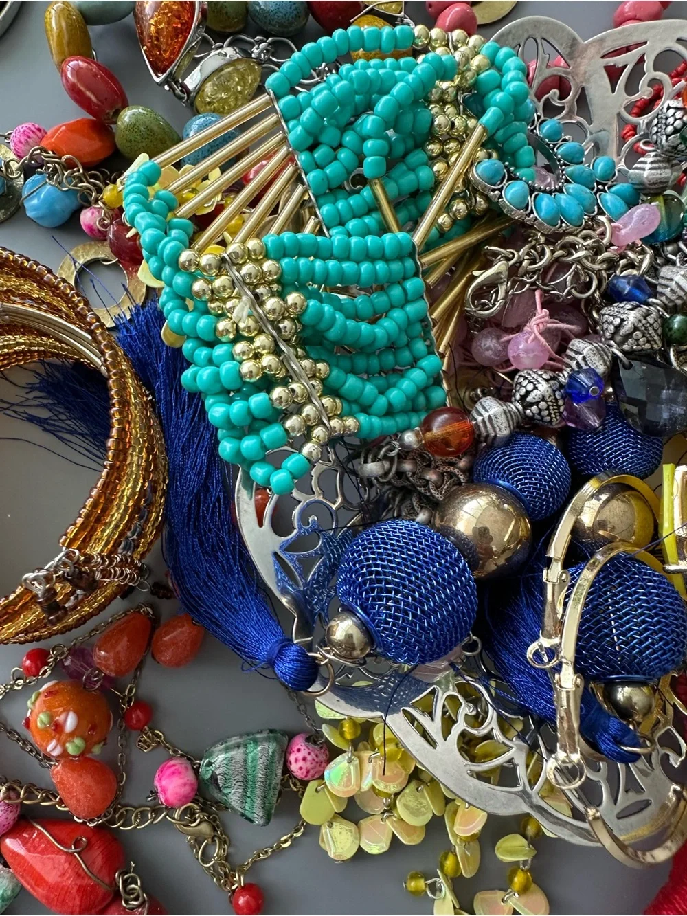 Colorful Jewelry Jar Boho Indian Style Earrings Bracelets Necklaces Rings Beads